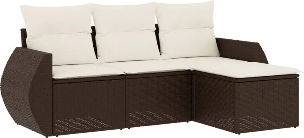 vidaXL 4 részes barna polyrattan kerti ülőgarnitúra párnákkal