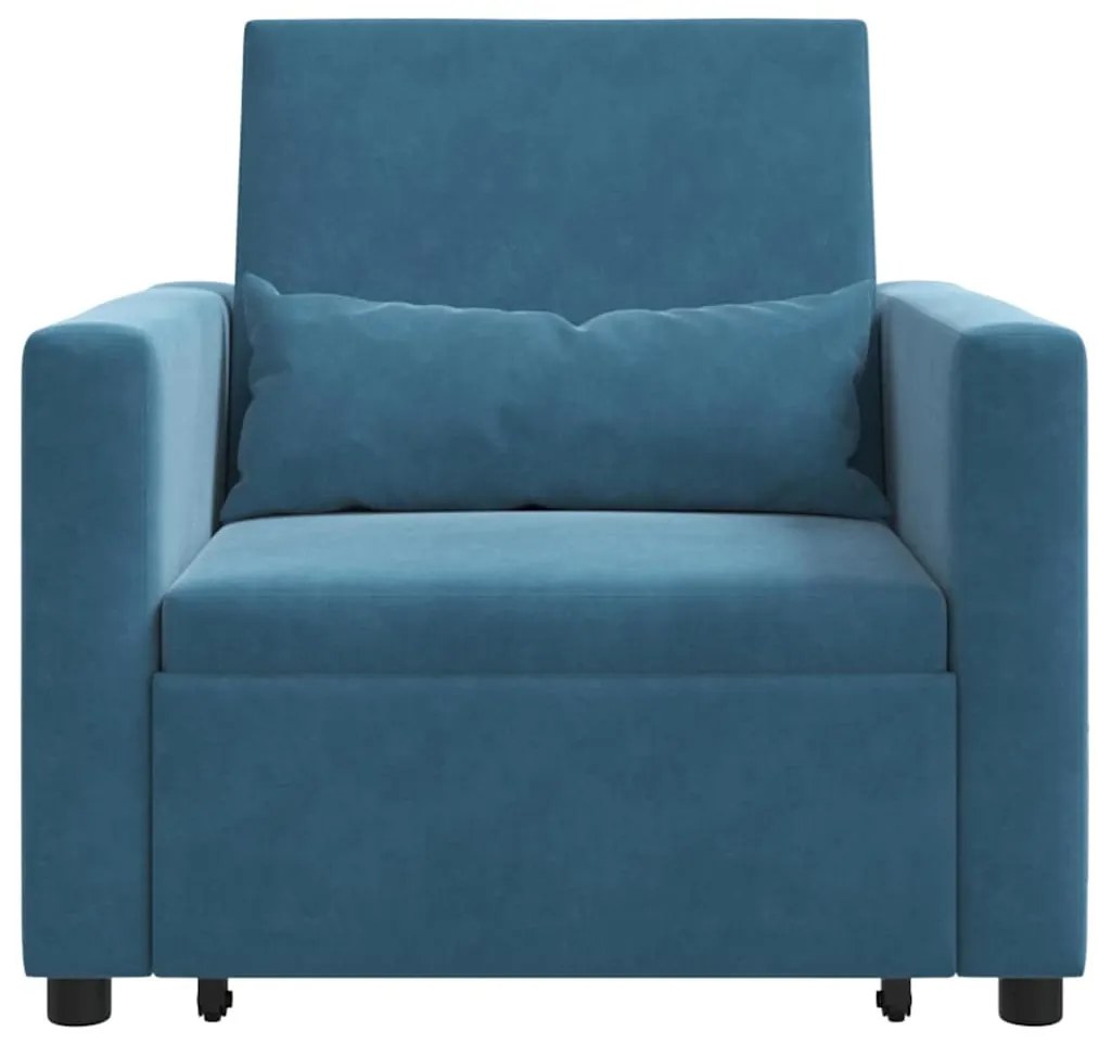 Egyszemélyes kanapéágy kerekekkel Kék 90 x 165 x 87 cm Bársony