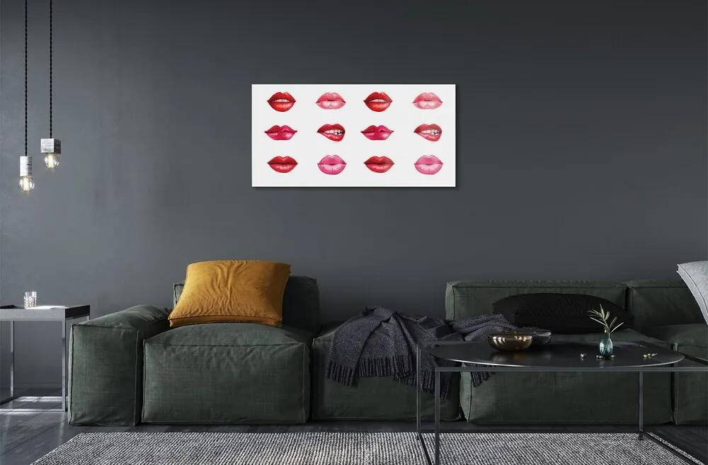 Üvegképek Vörös és rózsaszín ajkak 125x50 cm