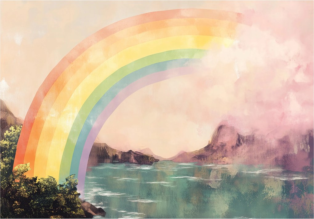Fotótapéta Lányoknak Gyerekeknek Szivárvány Tó Tapéta Flizelina 350x250