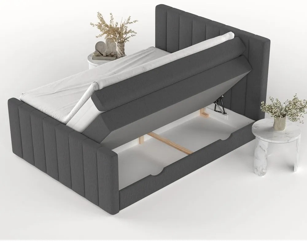 Szürke ágyneműtartós boxspring ágy 180x200 cm Ruby – Maison de Rêve