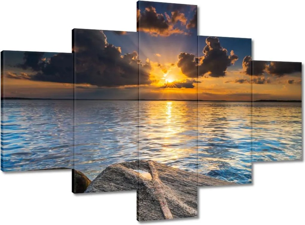 Vászonkép 100x70 Sziklák Tenger Naplemente