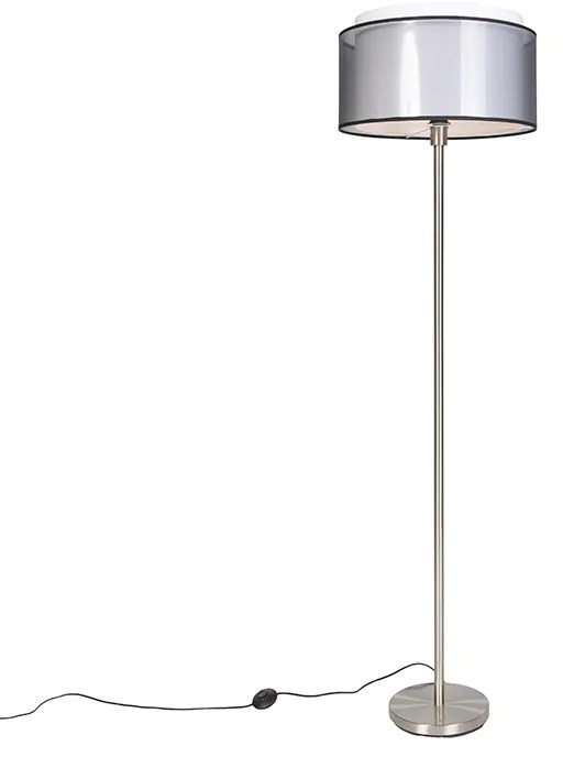 Design állólámpa acélból fekete-fehér árnyékolóval 47 cm - Simplo