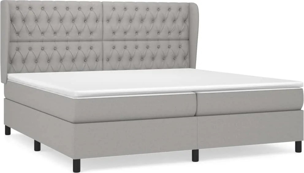 vidaXL világosszürke szövet rugós ágy matraccal 200 x 200 cm