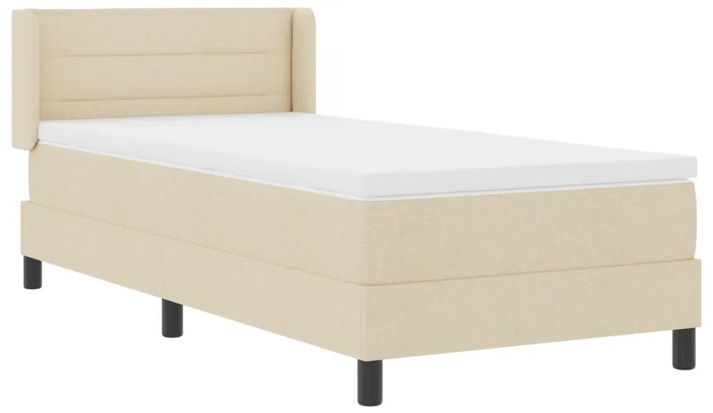 Box Spring Ágy Káprázatos Krém Színben, 90x200 cm, Szövet.