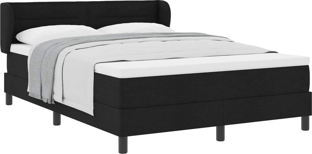 vidaXL Boxrugós ágy matracmal fejtámlával Fekete 160 x 200 cm szövet