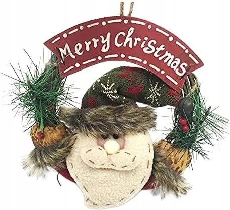 Dekoratív Dísz, Koszorú Ajtóra Karácsonyra Mikulás Merry Christmas 22cm