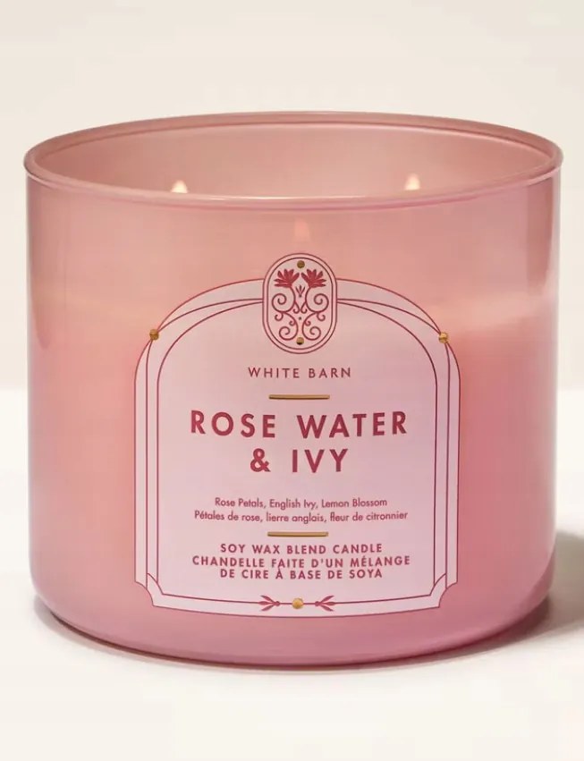 Bath &amp; Body Works szójagyertya Rose Water &amp; Ivy 3 kanócos 411g