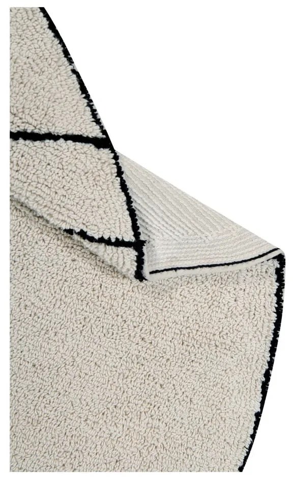 Krémszínű mosható kézi szövésű pamut kerek szőnyeg ø 160 cm Trace Beige – Lorena Canals
