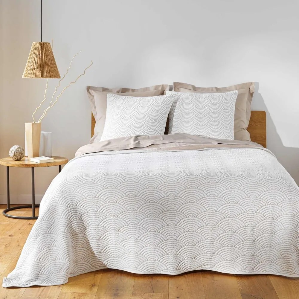 Fehér-bézs jersey ágytakaró és párnahuzat szett 240x260 cm Cassandra – douceur d'intérieur