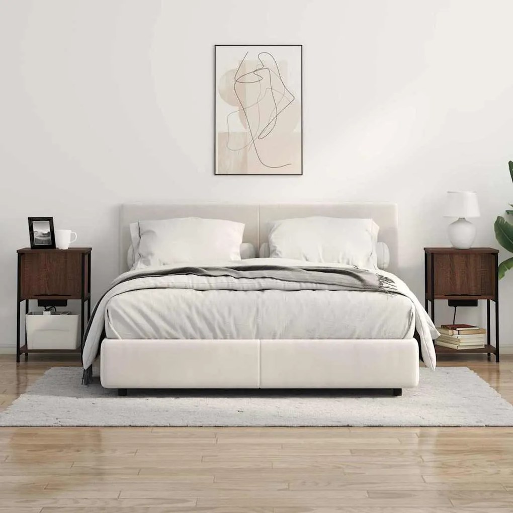 Éjjeliszekrény 2 pcs barna tölgy 38 x 31 x 61 cm Faanyag