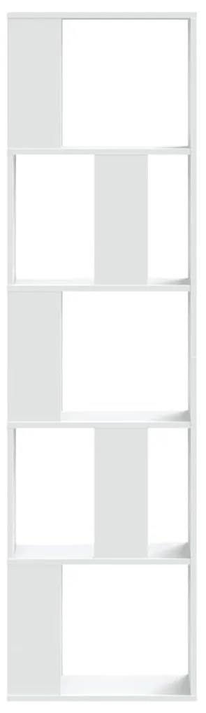 5 szintes fehér szerelt fa könyvespolc 45 x 23,5 x 162,5 cm