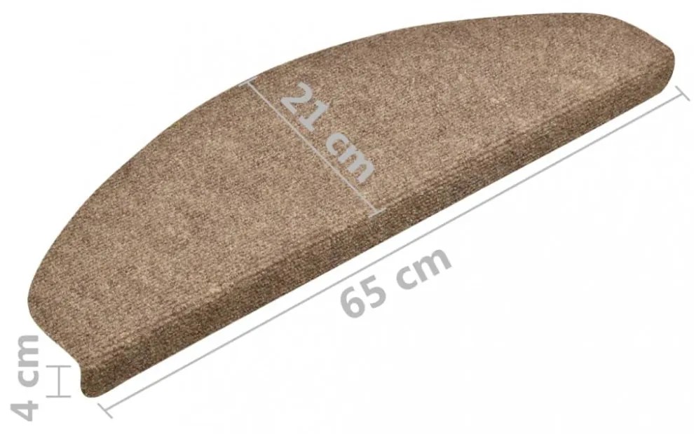 10 db krémszínű tűlyukasztott öntapadó lépcsőszőnyeg 65x21x4 cm