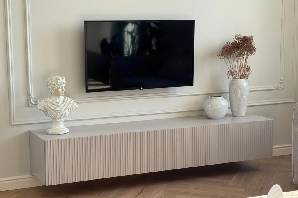 Nicole TV-szekrény 200 cm falra szerelhető, fiókos - kasmír matt