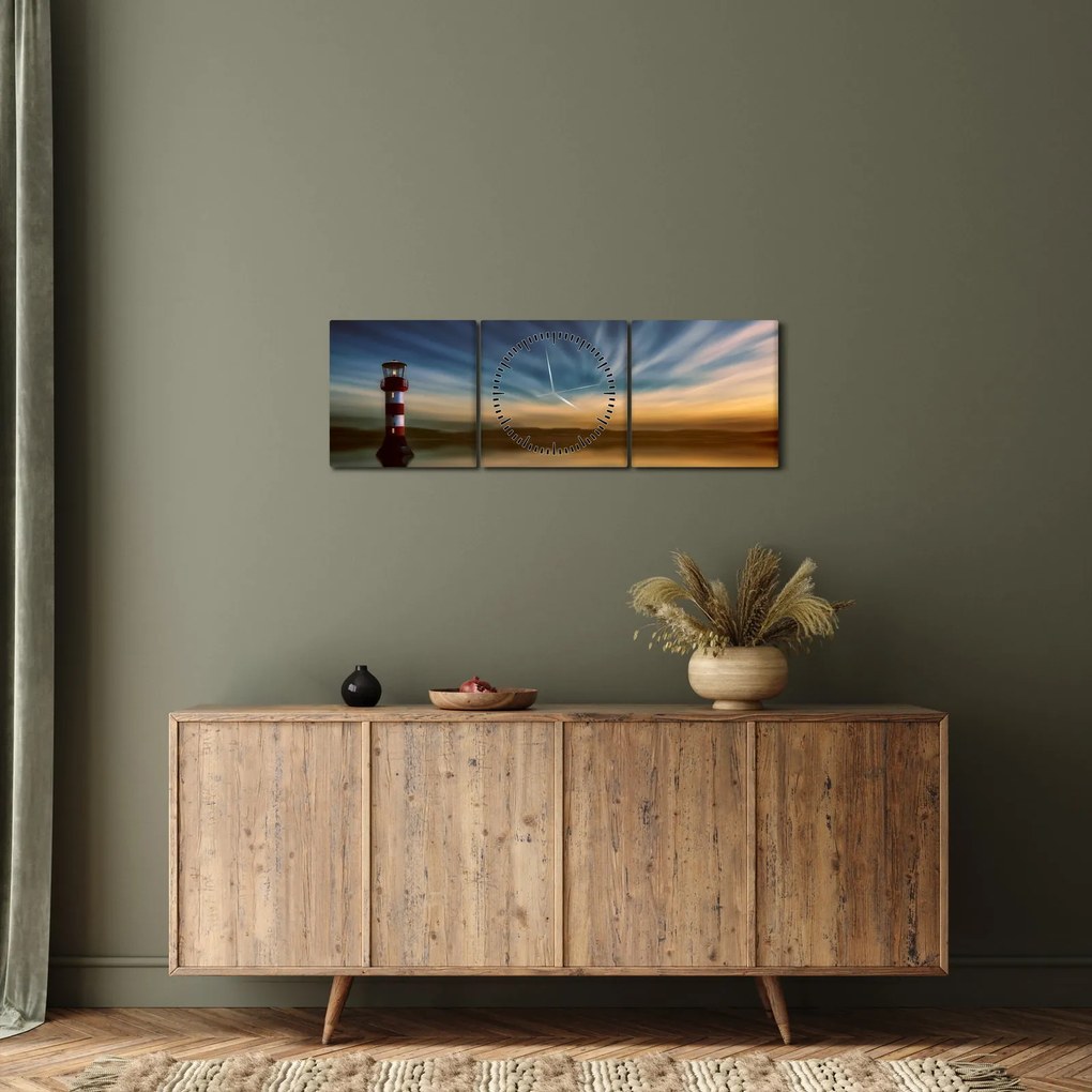 Világítótorony a tengeren (órával) (90x30 cm)