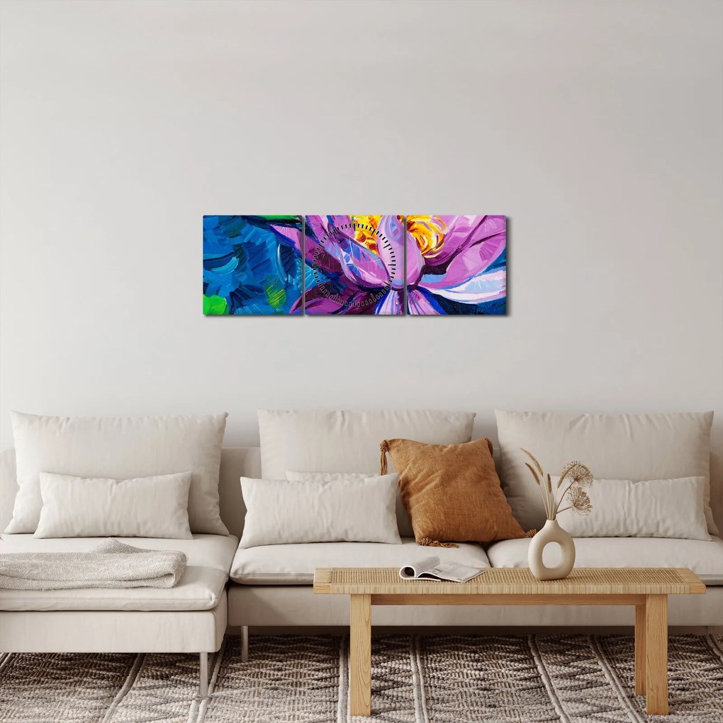 Egy vízi liliom képe a vízen (órával) (90x30 cm)
