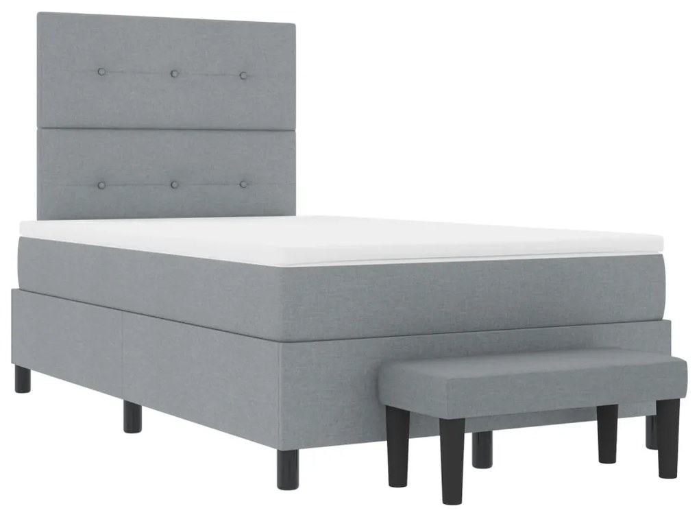 Box Spring Ágy Matraccal és Pad mosott szürke 120x200 cm Szövet