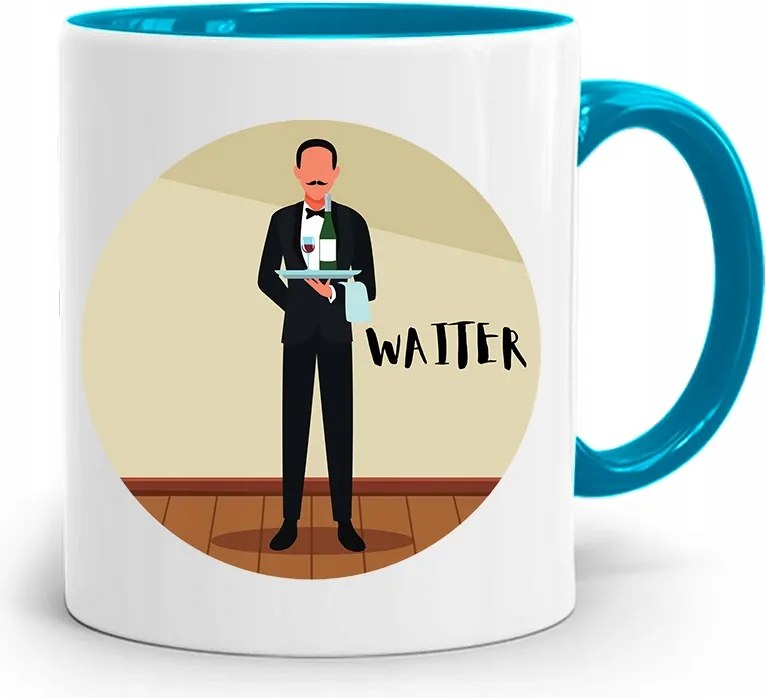 Pincérnek Kék Waiter Bögre Ajándék fényképes nyomtatással