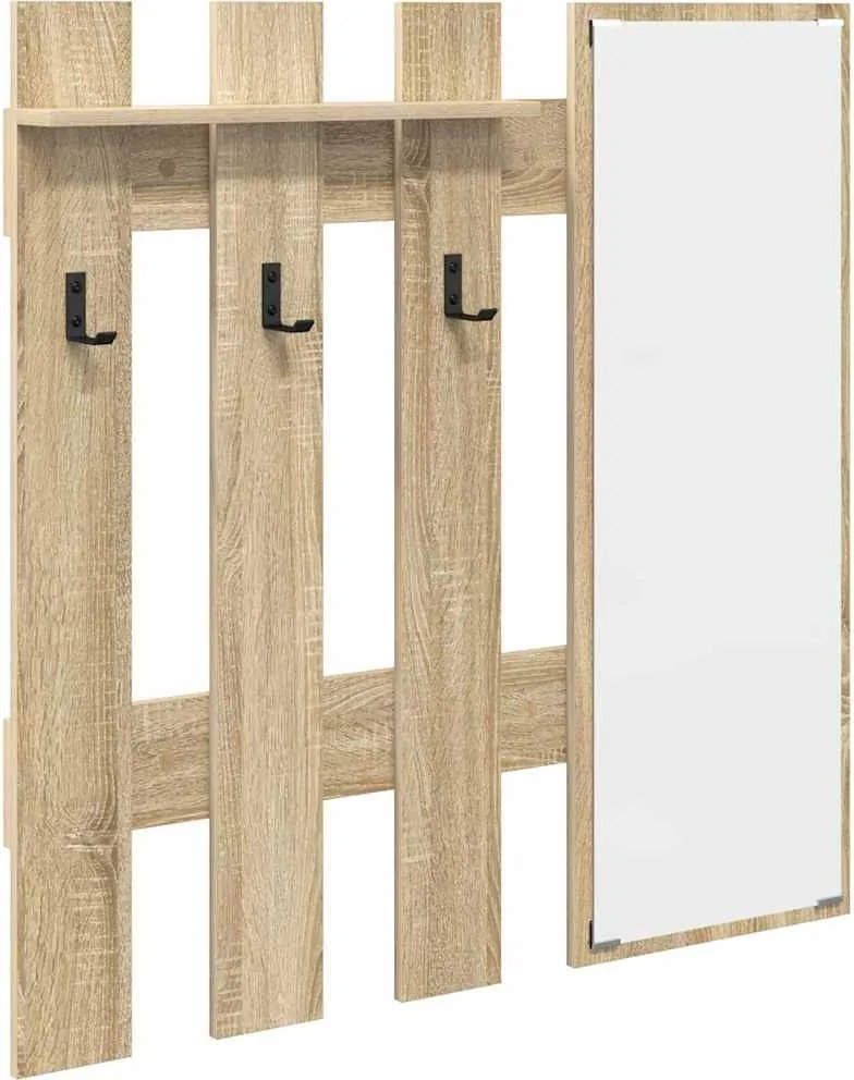 vidaXL Fali Kabáthorog tükörrel Sonoma tölgy 100 x 10 x 100 cm Faanyag