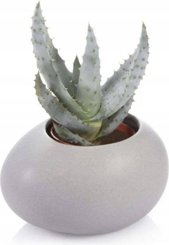 Fedő kis virágcseréphez, szürke, hossza 11 cm