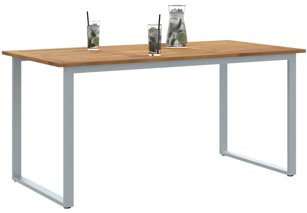 Kültéri Étkezőasztal Szürke 160x80x75 cm Acél és Szilárd Akácfa