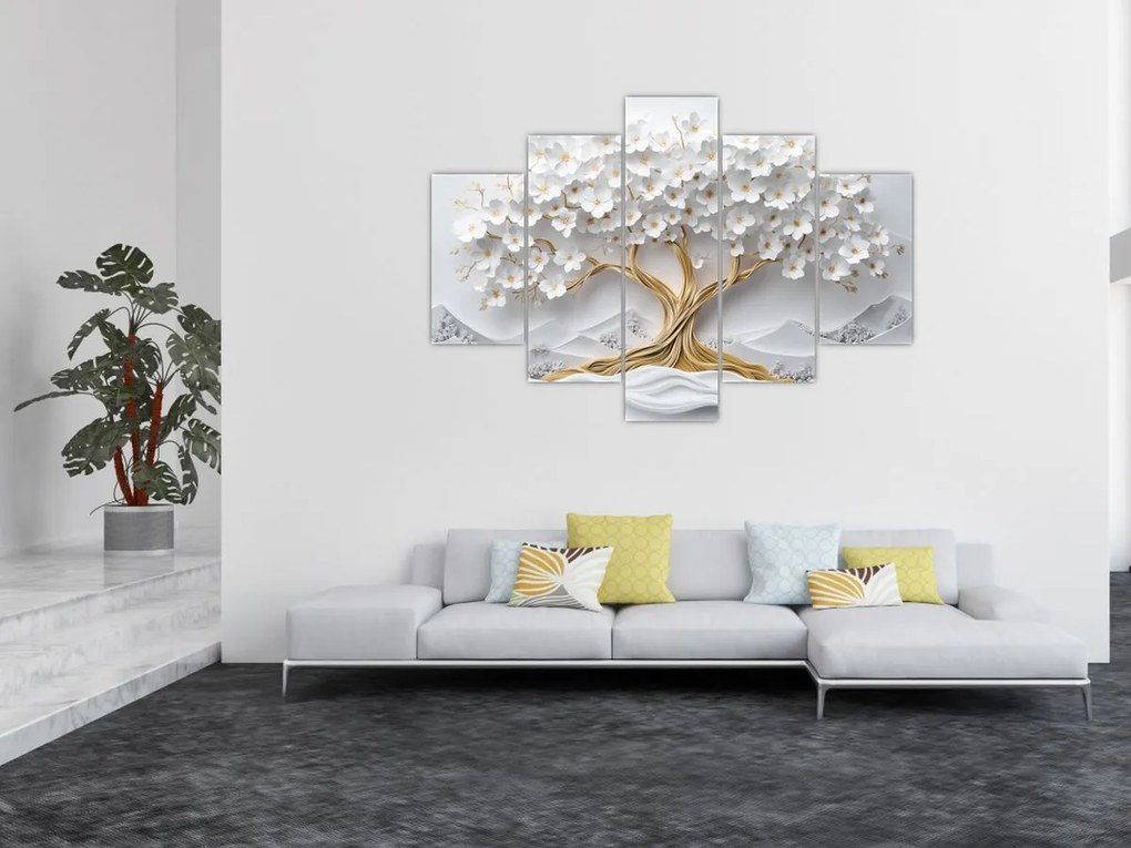 Kép – 3D elegáns életfa virágokkal (150x105 cm)