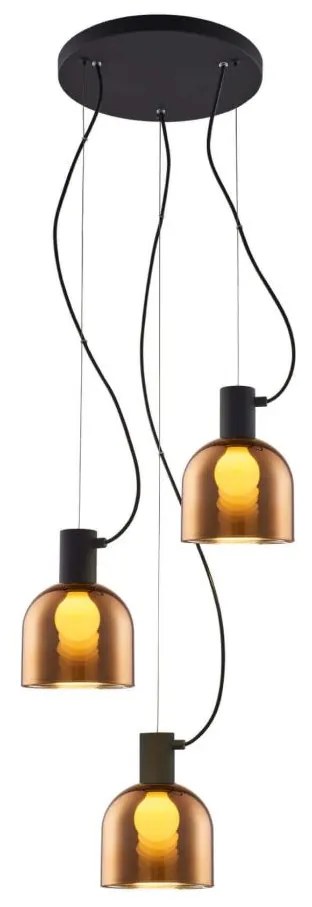 Klausen 113009 - Csillár zsinóron FIRE 3xE27/9W/230V barna/fekete