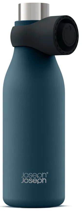 Sötétkék rozsdamentes acél utazó ivópalack 500 ml Loop – Joseph Joseph