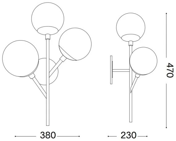 Ideal Lux - Fali lámpa KEPLER 3xE27/42W/230V fekete/füstös