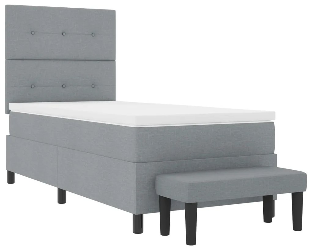 Box Spring Ágy Mattal és Padja Világosszürke 100x200 cm Szövet