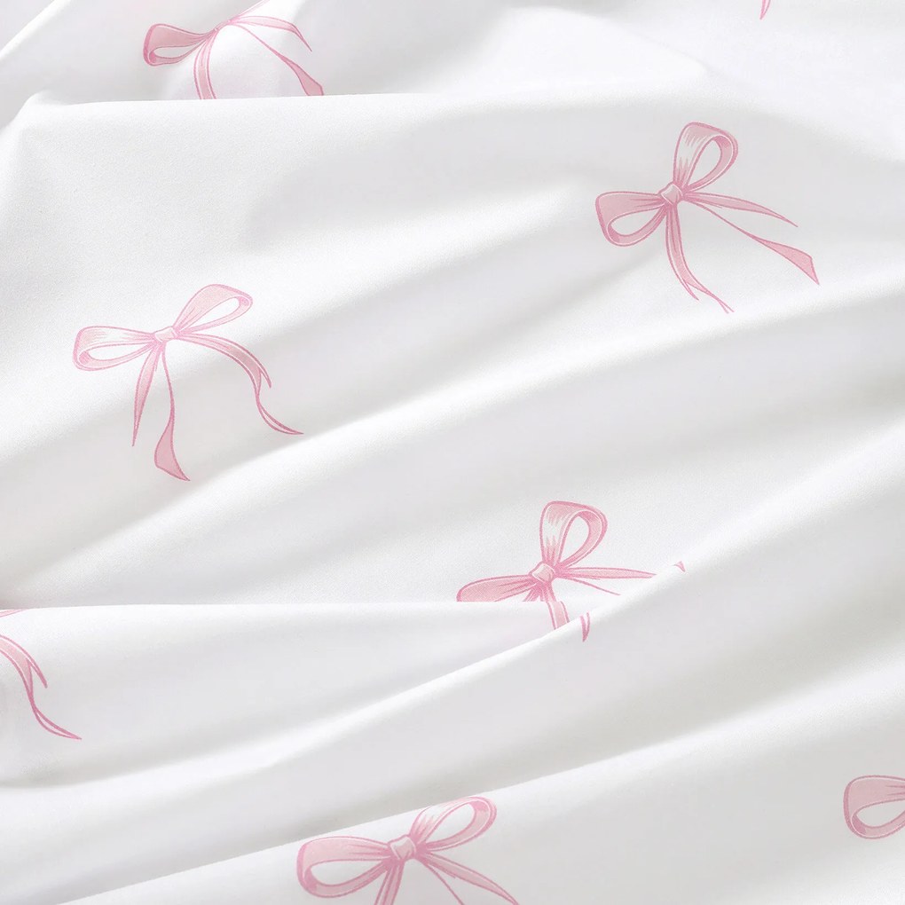 Goldea pamut ágyneműhuzat duo - rózsaszín masnik, púderrózsaszín hátoldal 220 x 200 és 2db 70 x 90 cm