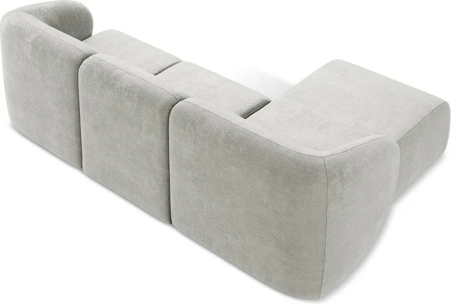 Világosszürke zsenília sarokkanapé (bal oldali-heverő résszel) Lani – Makamii