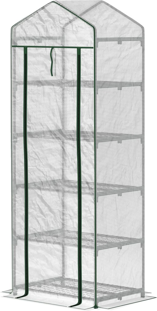 Outsunny Üvegház Rolós Ajtóval, Polcokkal, Téliálló Acél Kerettel, Üvegház Erkélyre, Kertbe, Paradicsom Háznak 69 x 49 x 193 cm, Paradicsom Üvegház Pa