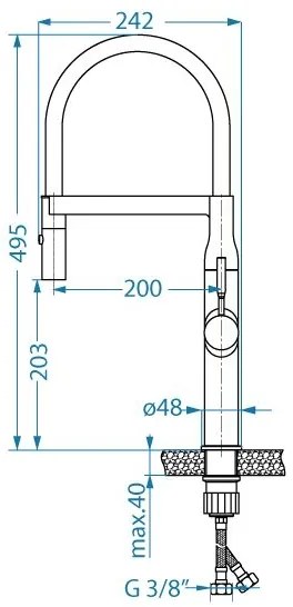 ALVEUS 1150893 -Mosogató csap rugalmas karral permetezővel MIRAGE 49,5 cm