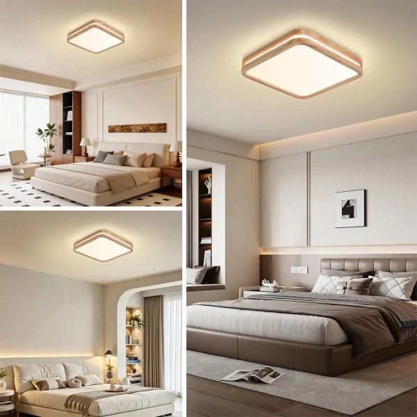 Brilagi - Dimmelhető MOLINA SQUARE LED/48W/230V lámpatest, tölgy, 40x40 cm + távirányító