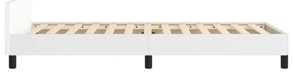 fehér műbőr ágykeret fejtámlával 90 x 200 cm