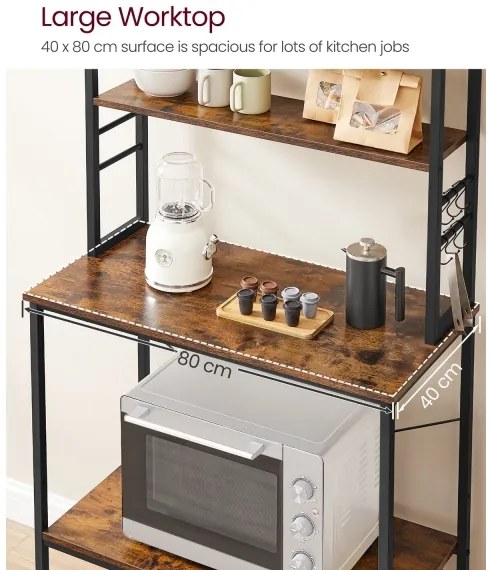 Konyhai polcos állvány MARGE barna/fekete