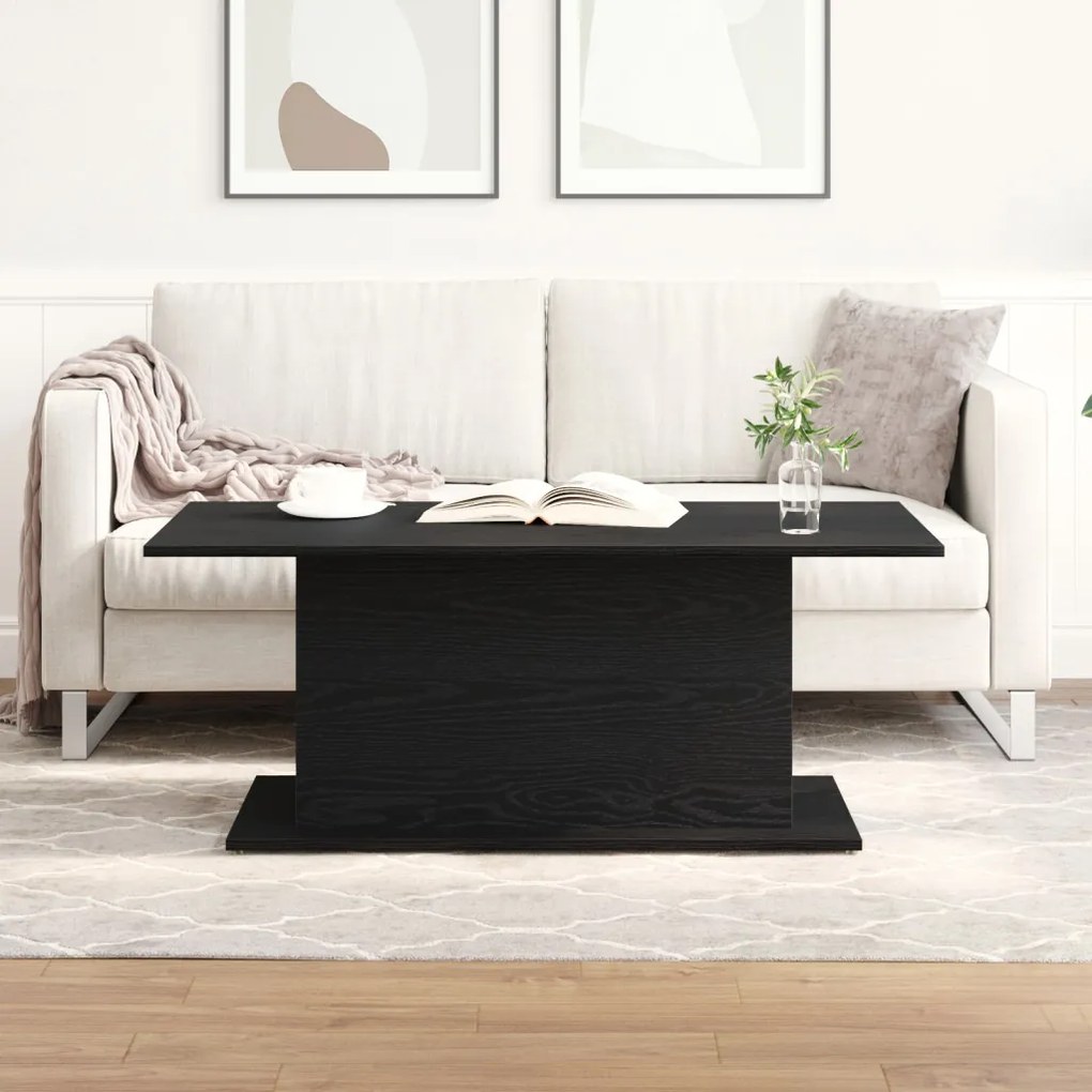 Fekete Tölgy Kávézóasztal 102x55,5x40 cm Szerelt Fa