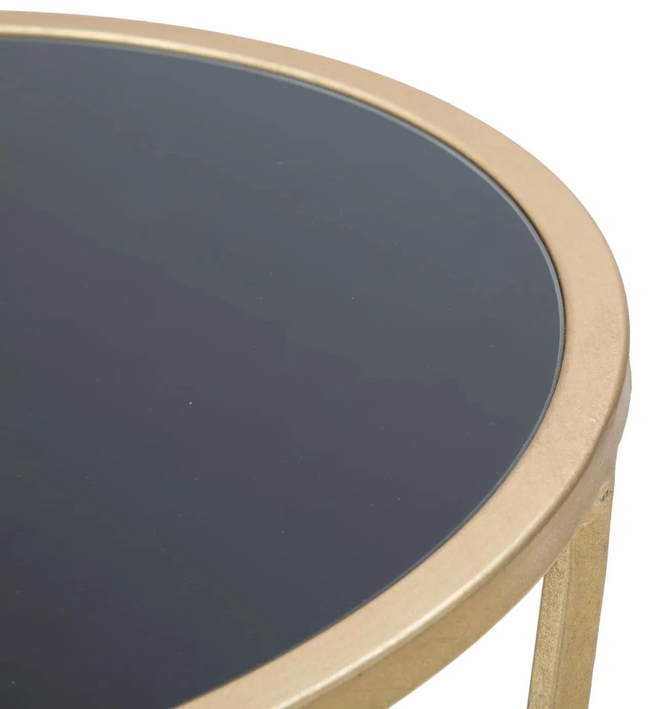 Nero aranyszínű fémvázas kortárs kisasztal fekete üveg lappal – Lusso