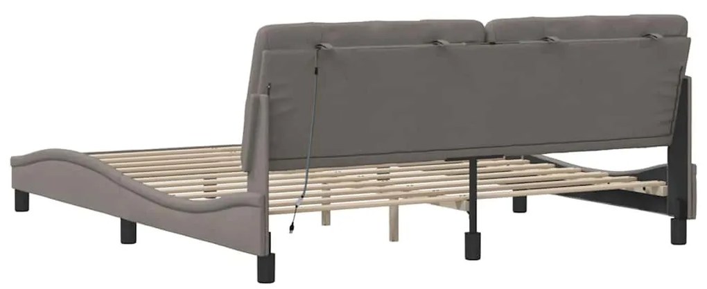 tópszínű szövet ágykeret LED-ekkel matrac nélkül 180 x 200 cm