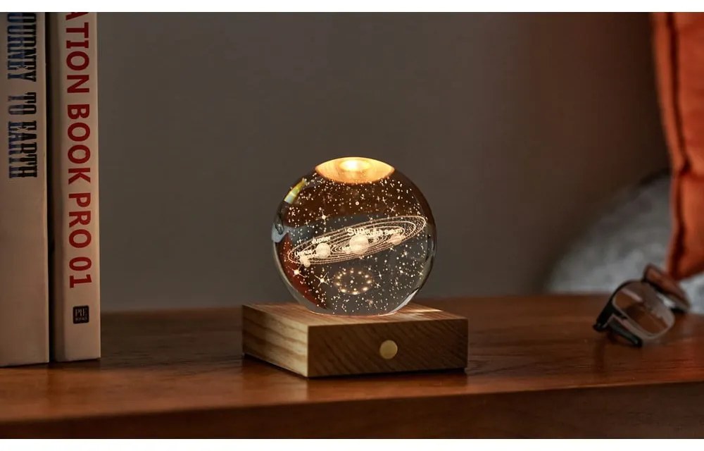 Sötétbarna szabályozható asztali lámpa üveg búrával (magasság 12 cm) Amber – Gingko