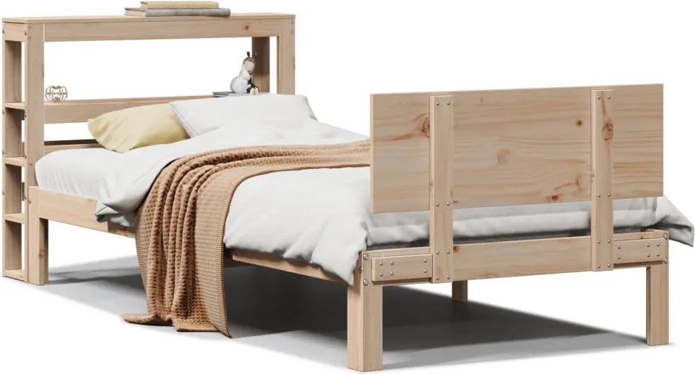 vidaXL tömör fenyőfa ágykeret fejtámlával 75 x 190 cm