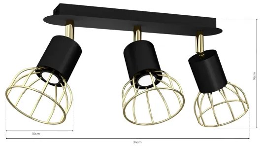 Spotlámpa DANTE 3xGU10/25W/230V fekete/arany