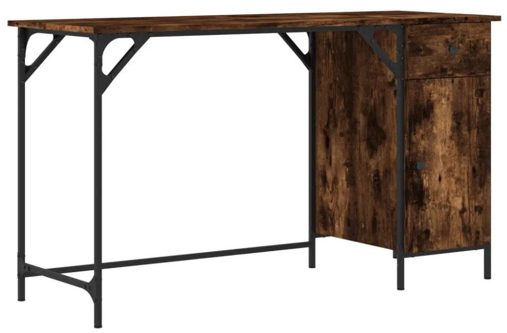füstös tölgy színű szerelt fa számítógépasztal 131 x 48 x 75 cm