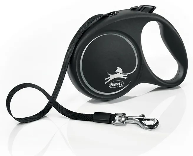 Flexi öntekercselő póráz Black Design M, 5 m, 25kg