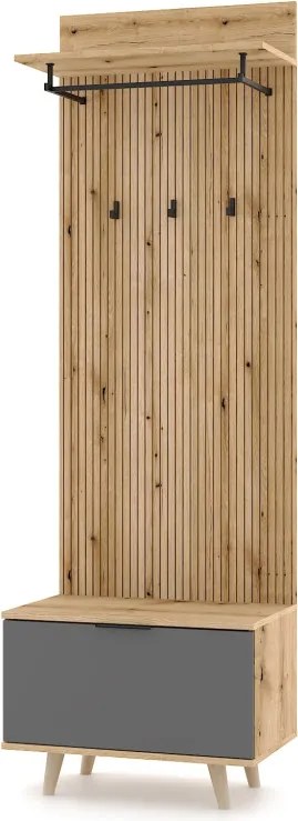 Előszoba bútor szett Evoke tölgy / tablila / grafit színkombinációban – NORDIC D