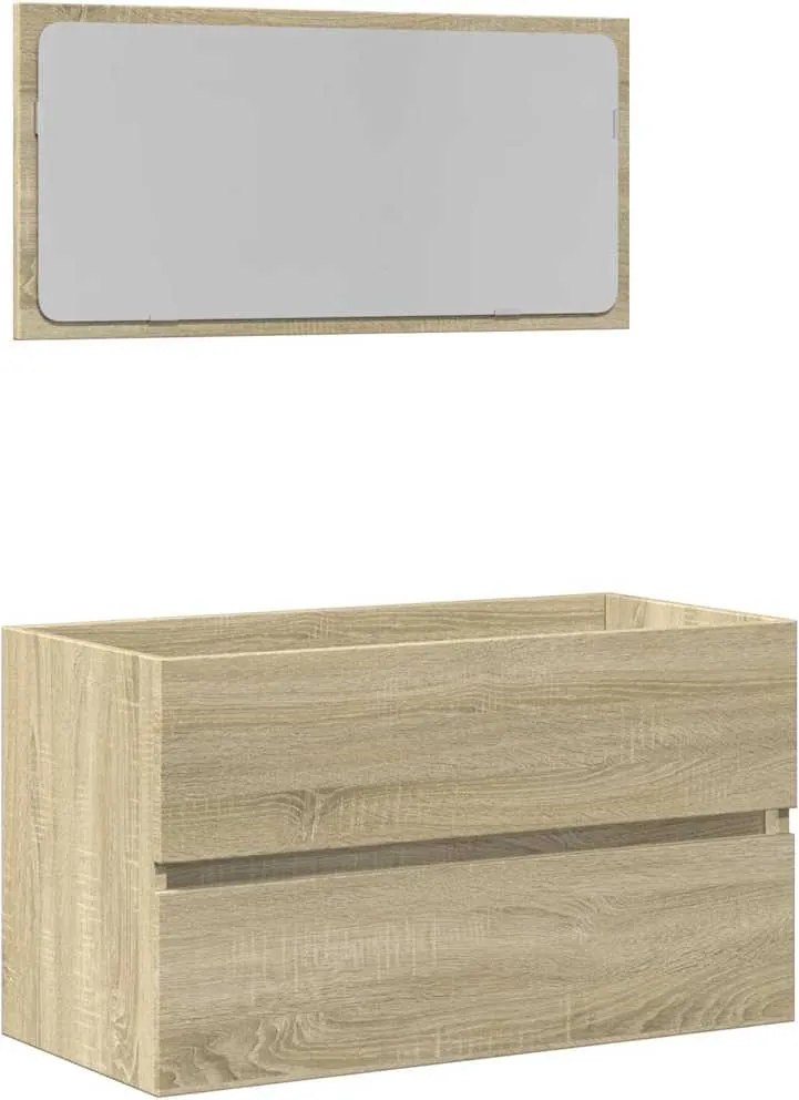 vidaXL sonoma tölgy tükrös fürdőszobaszekrény 80 x 38,5 x 45 cm