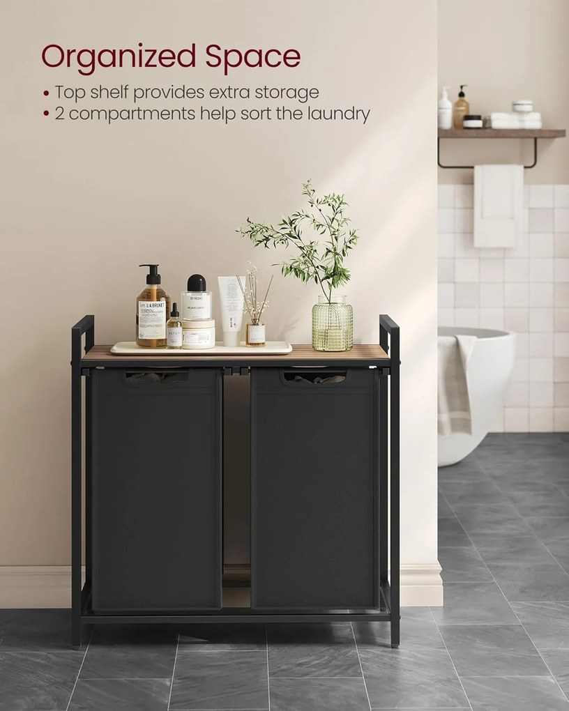 Szennyestartó kosár 73 × 33 × 72 cm barna és fekete színben