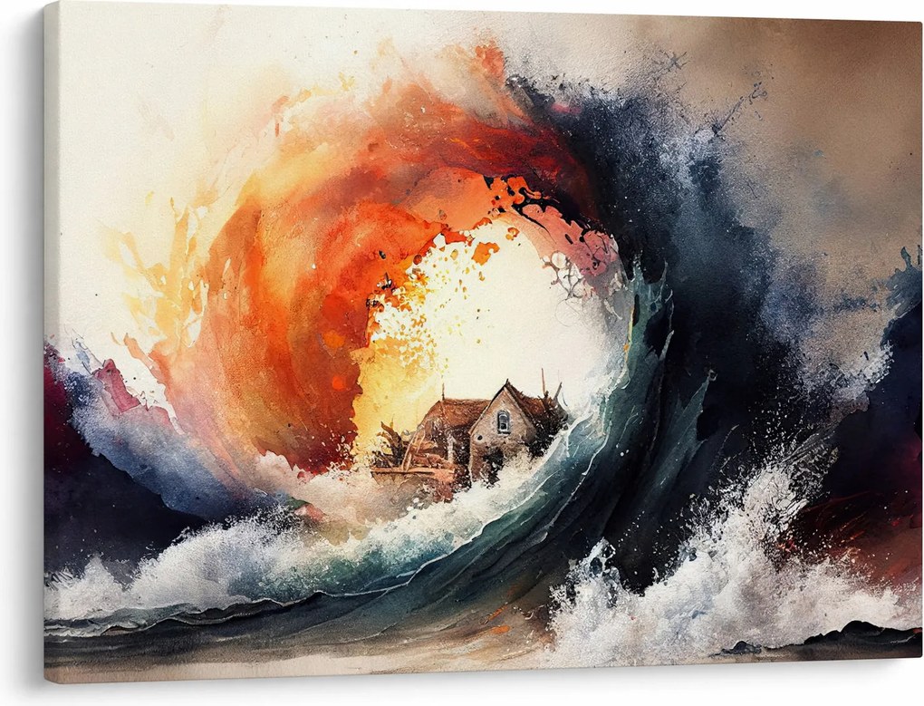 Kép - Az árvíz örvényében, akvarell (70x50 cm)