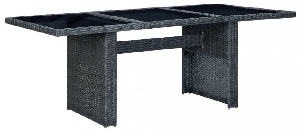 vidaXL 7 részes sötétszürke polyrattan kültéri étkezőszett párnákkal